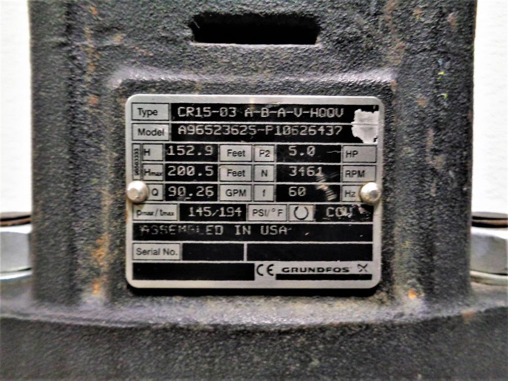 Grundfos 2" NPT Vertical Pump CR15-03 A-B-A-V-HQQV